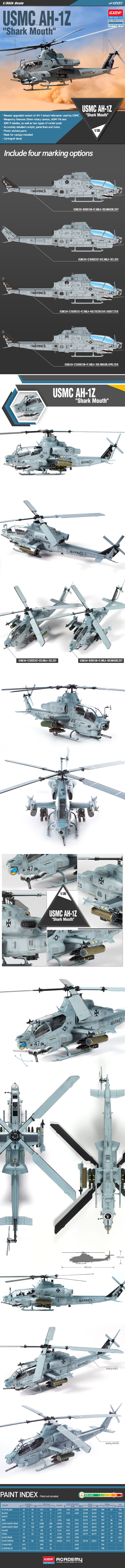 Amazon.com: Academy 1: 35 - Bell Ah-1Z Shark Mouth USMC