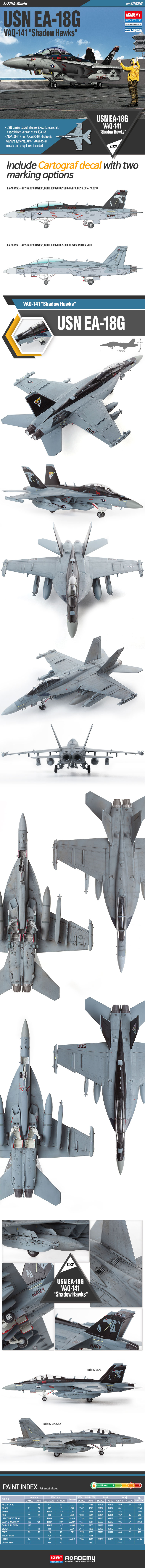 [1/72] 12560 USN EA-18G VAQ-141 Shadow Hawks(Released Jul,2018)