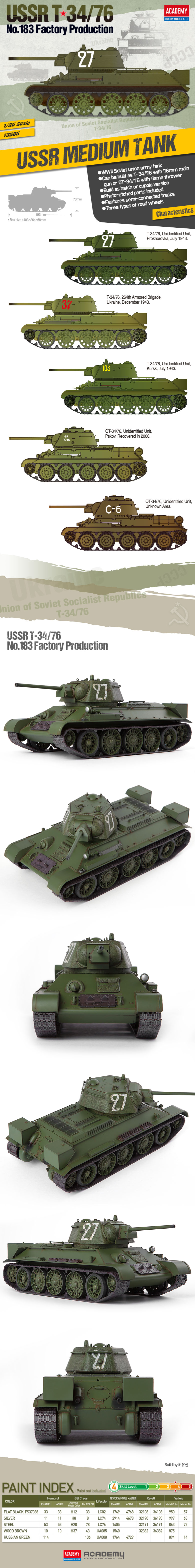 183factory Production 135 T3476 Factory No183 Academy 1:35 T-34/76 No 