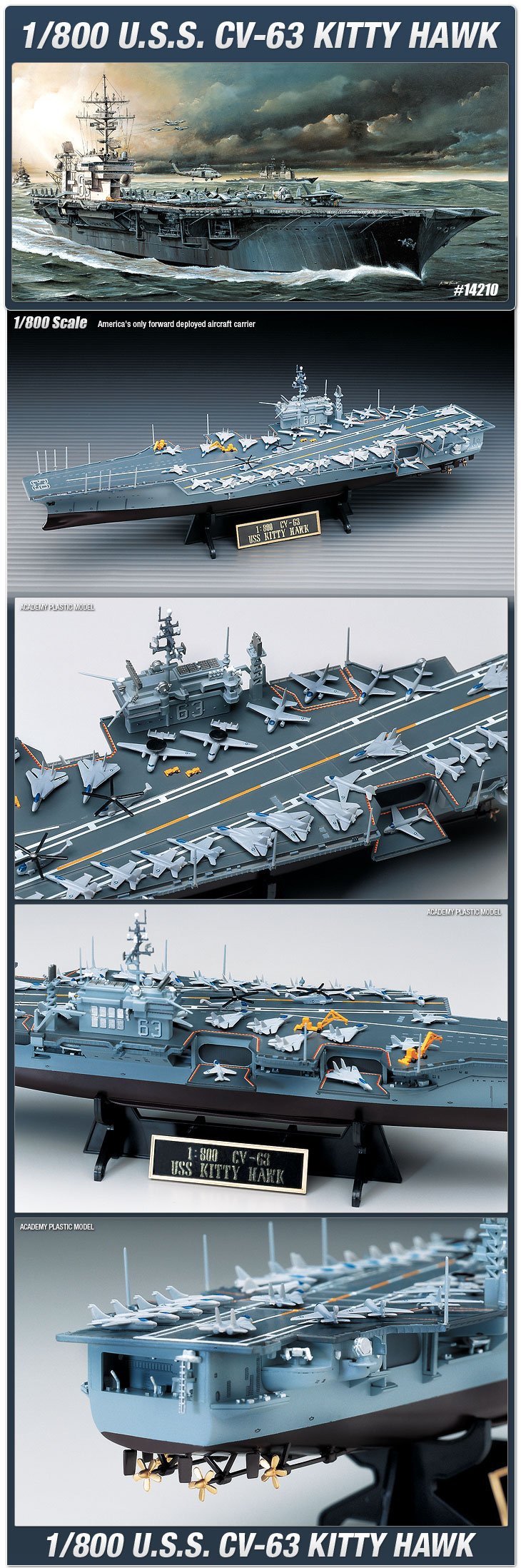 1/800] 14210 USS CV-63 KITTY HAWK - ACADEMY PLASTIC MODEL