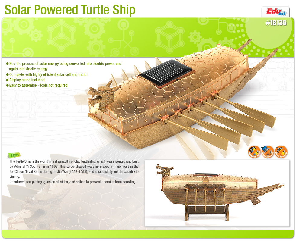 18135 Solar Power Turtle Ship EDUCATIONAL KIT - ACADEMY PLASTIC MODEL